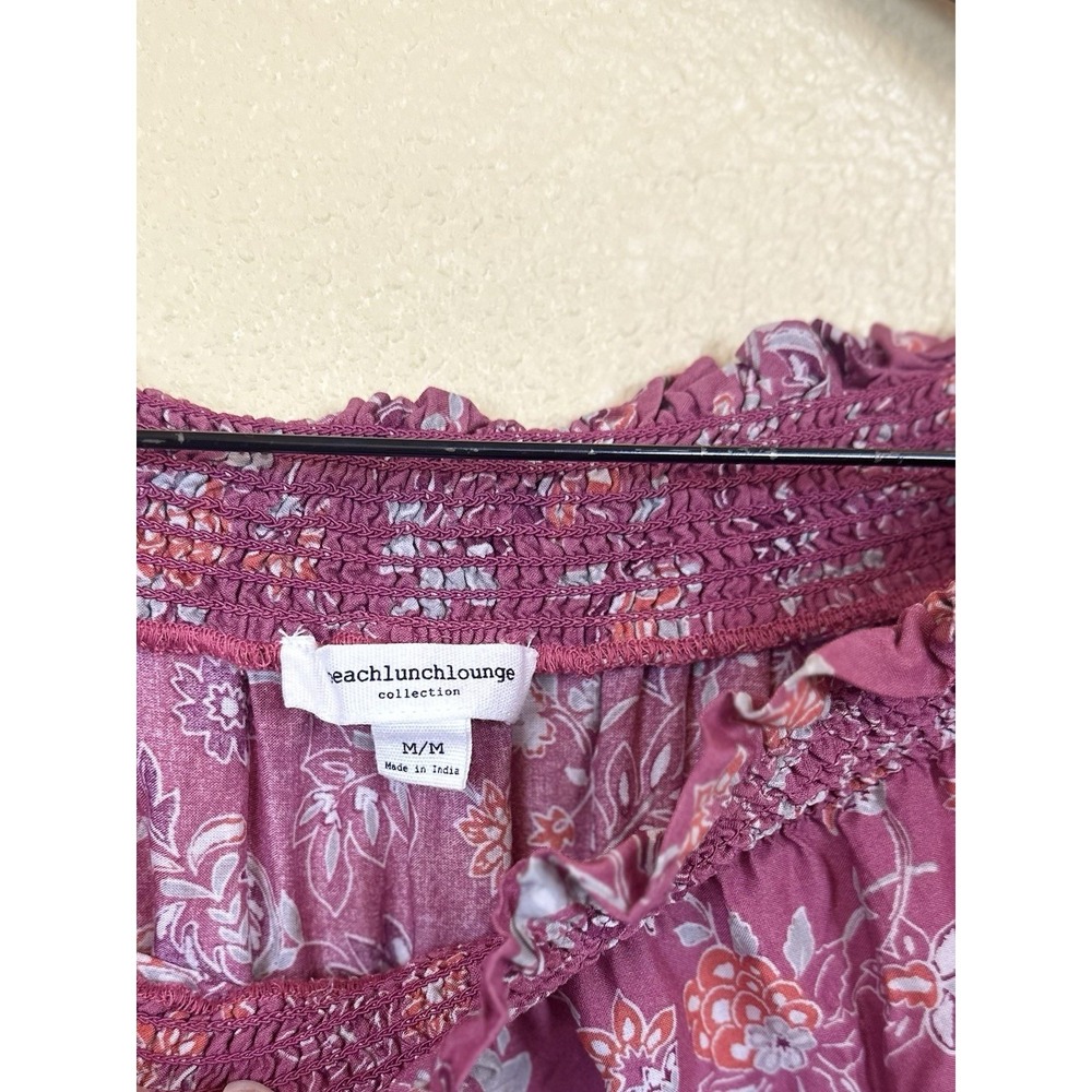 Beachlunchlounge Boho Off The Shoulder Floral Blouse Size Medium Western - Picture 3 of 6